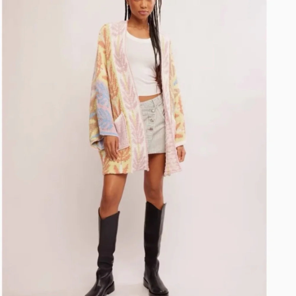 BEST Free People Mallorca Oversize Open Front Cardigan Knit Breeze Combo XS/S - Picture 7 of 7